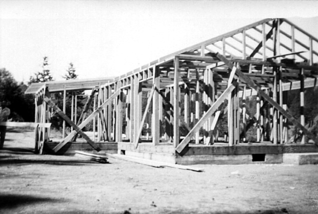 1947 Gold Beach house is framed